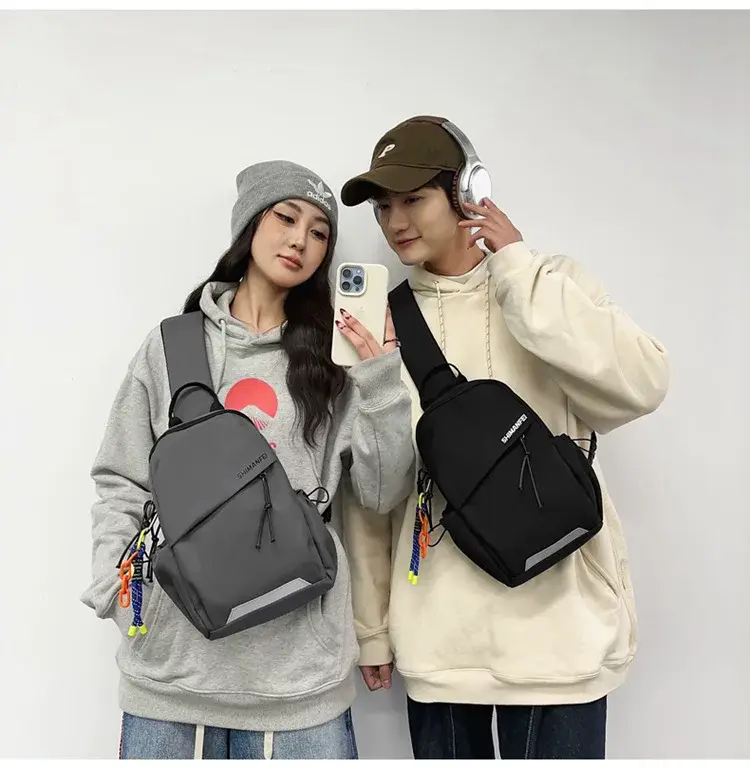 Men's White Crossbody Backpack with Colorful Accessories — feature 16