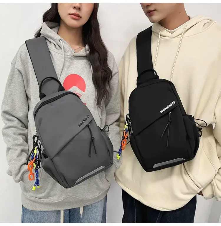 Men's White Crossbody Backpack with Colorful Accessories — feature 17