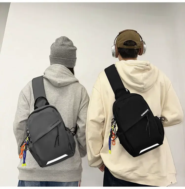 Men's White Crossbody Backpack with Colorful Accessories — feature 18