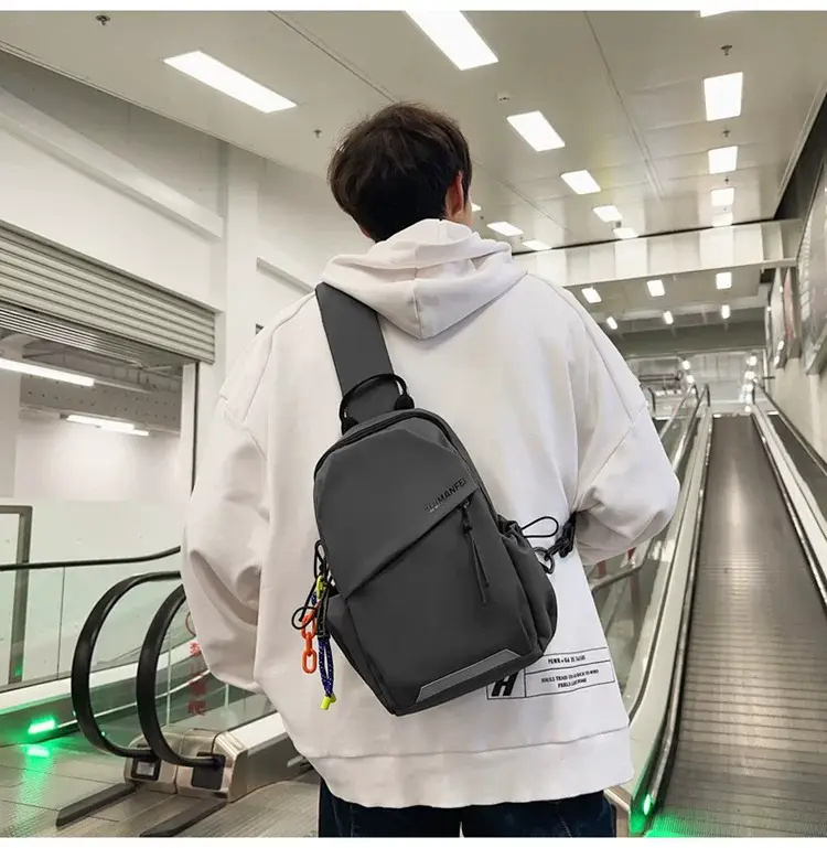 Men's White Crossbody Backpack with Colorful Accessories — feature 20