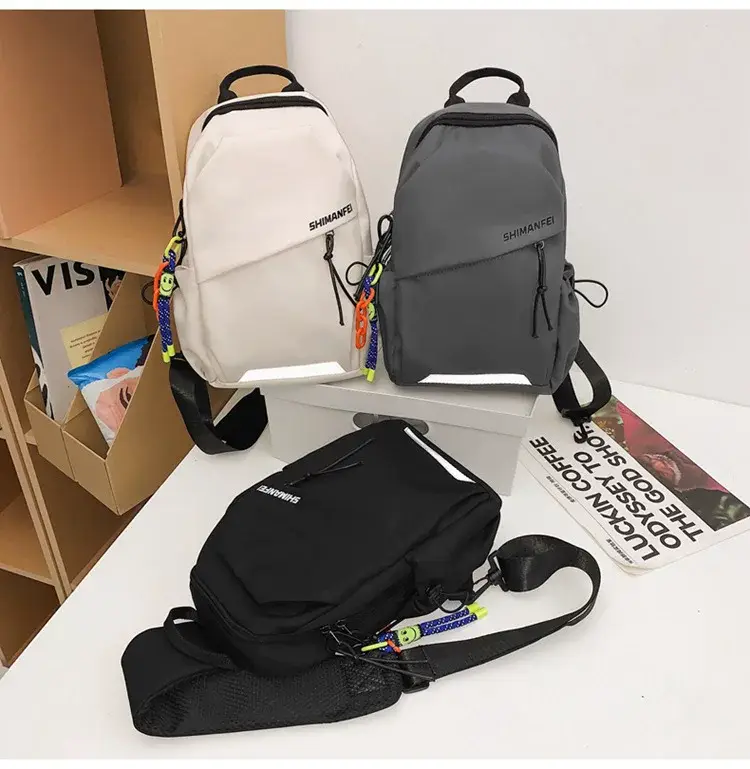 Men's White Crossbody Backpack with Colorful Accessories — feature 21