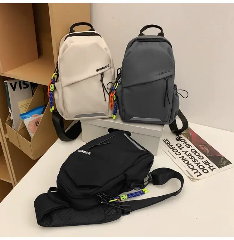 Men's White Crossbody Backpack with Colorful Accessories — feature 22