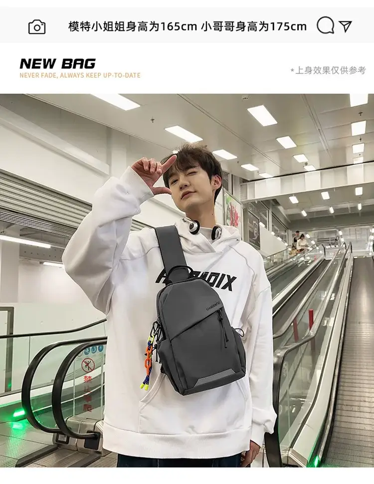 Men's White Crossbody Backpack with Colorful Accessories — feature 3