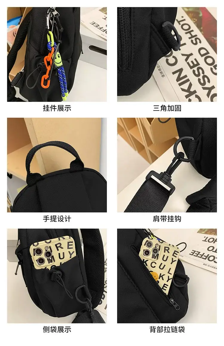 Men's White Crossbody Backpack with Colorful Accessories — feature 7