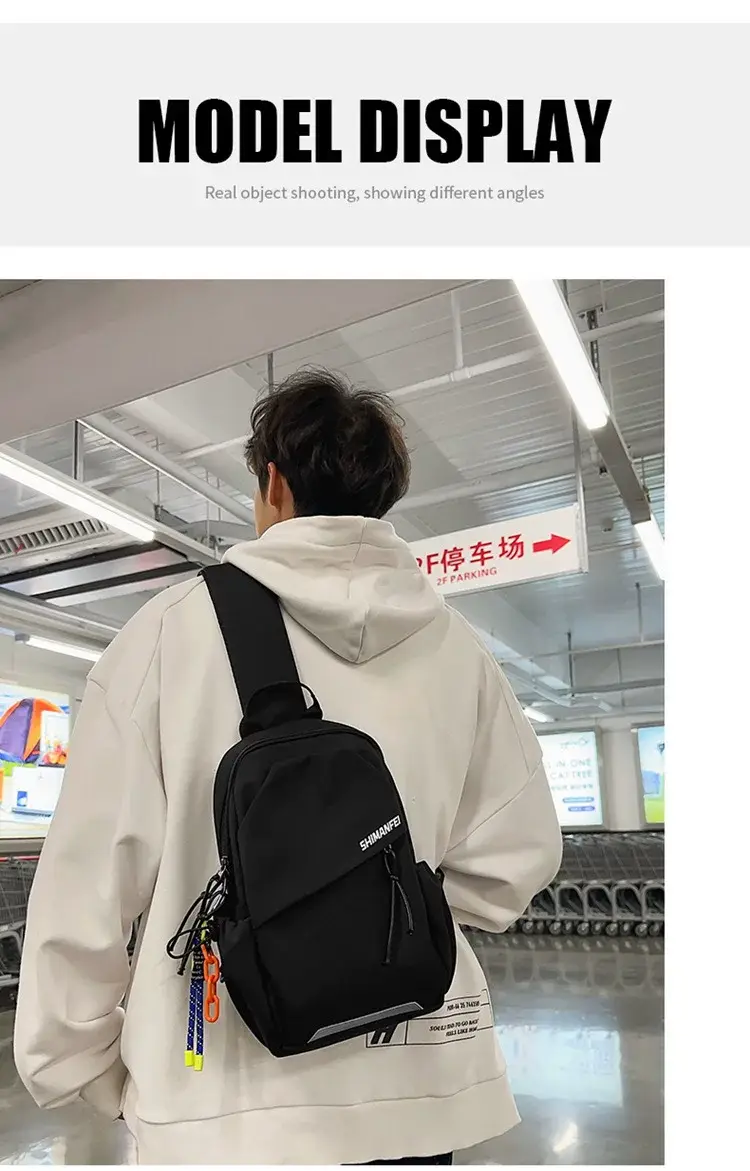 Men's White Crossbody Backpack with Colorful Accessories — feature 9