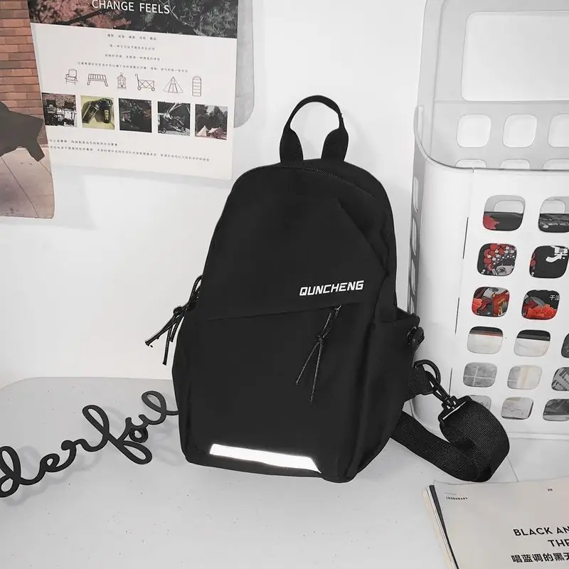 Men's White Crossbody Backpack with Colorful Accessories - Image 3