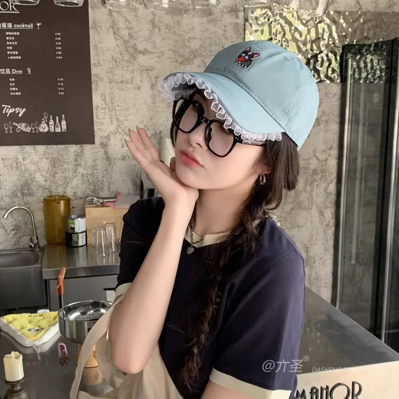 Dopamine Cartoon Cap Women Large Face Slimming Lace Denim - Image 9