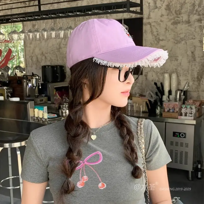 Dopamine Cartoon Cap Women Large Face Slimming Lace Denim - Image 10