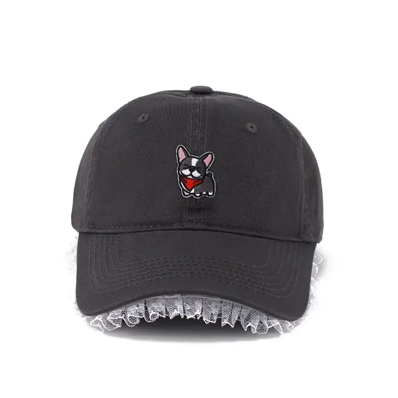 Dopamine Cartoon Cap Women Large Face Slimming Lace Denim - Image 2