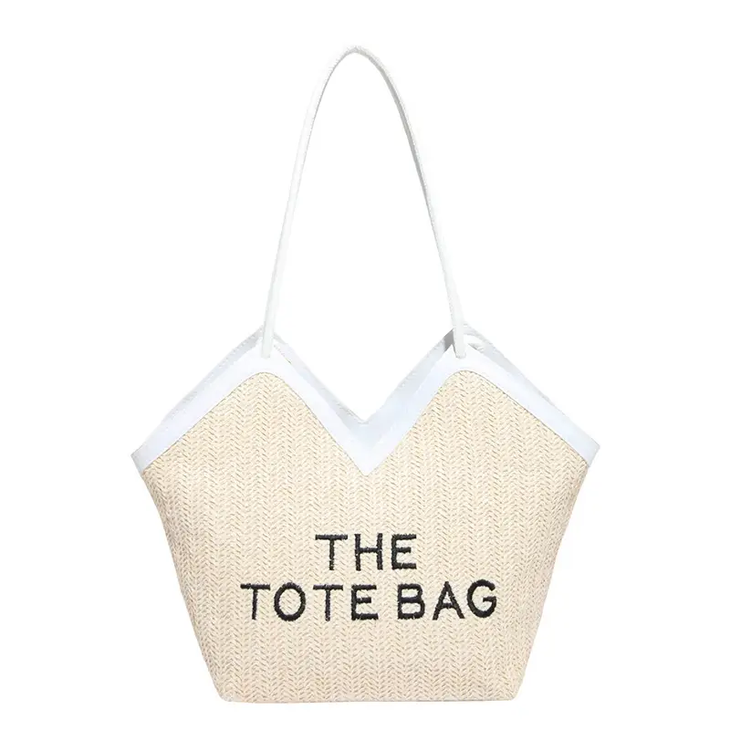 Women's Straw Bag with "THE TOTE BAG" Print - Image 8