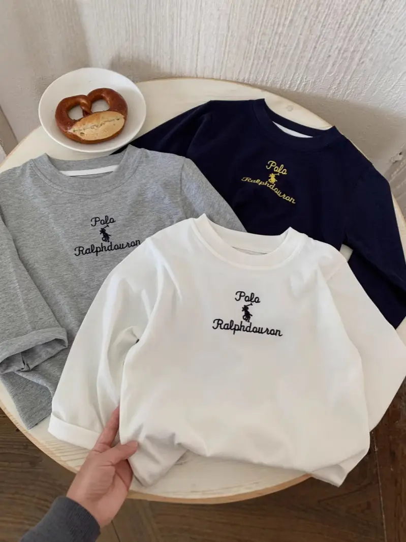 Children's T-Shirt Grey Long Sleeve Baby Cotton 2025