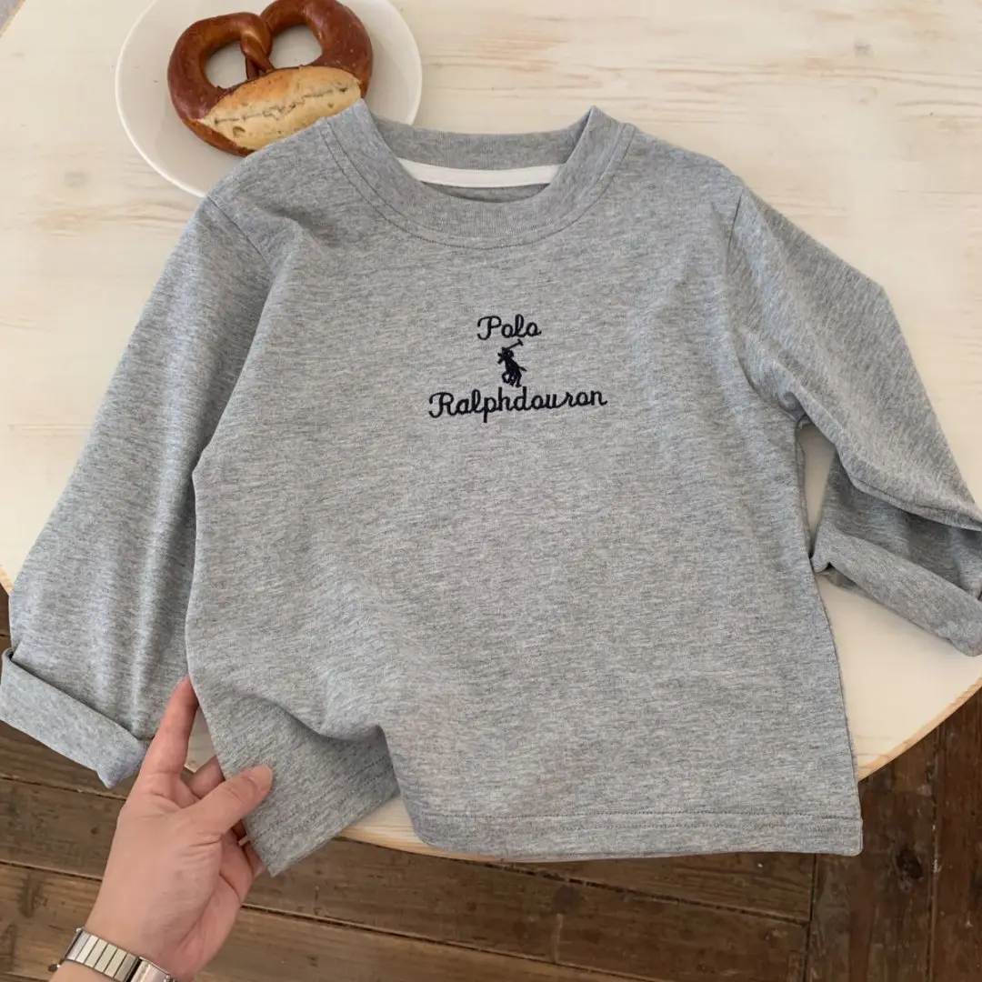 Children's T-Shirt Grey Long Sleeve Baby Cotton 2025