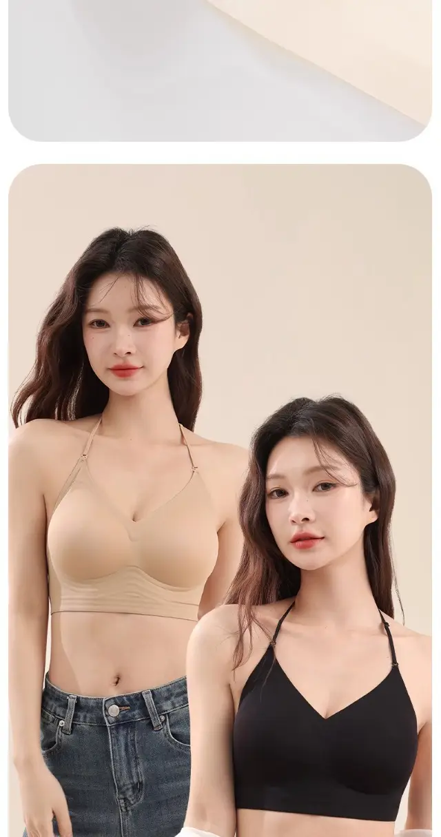 Halter Neck Beautiful Back Spaghetti Strap Intimates for Women with Small Breasts Push-Up Liquid Foundation Invisible Non-Transparent Seamless One-Piece Thin Bra — feature 11