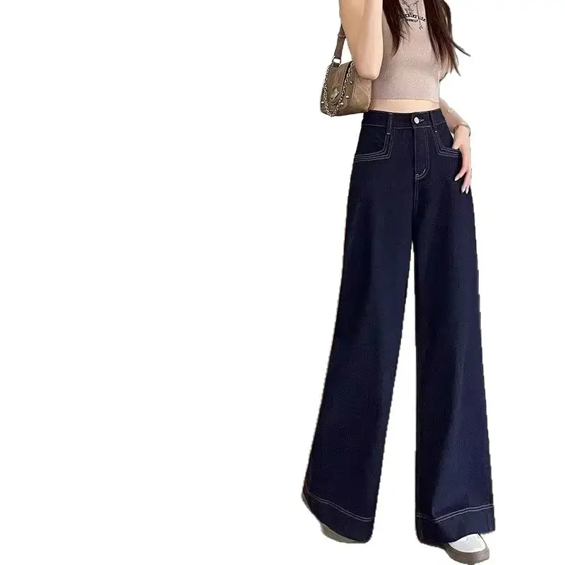 Dark Blue Wide Leg Jeans for Women 2026