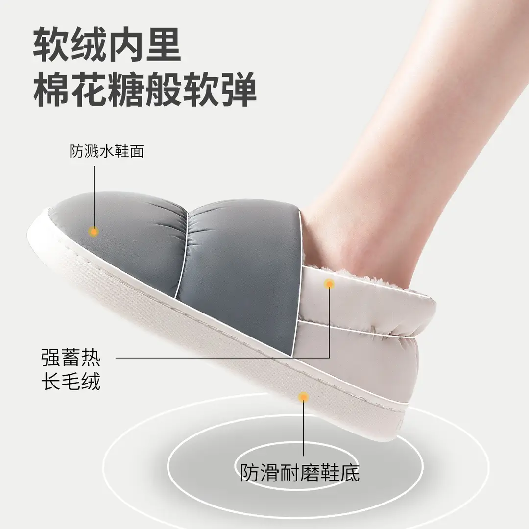 In-Stock Ultra-Comfortable Cotton Slippers for Women, Winter Indoor Warm Thick-Soled Waterproof down Cotton Shoes for Men - Image 5