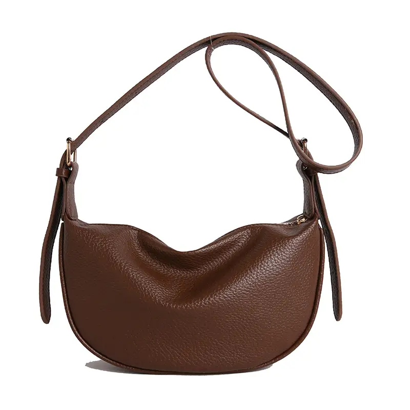 Beige Crossbody Bag with Brown Strap for Women - Image 8