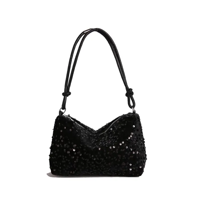 2025 Sequined Shoulder Bag Black Large Capacity - Image 7