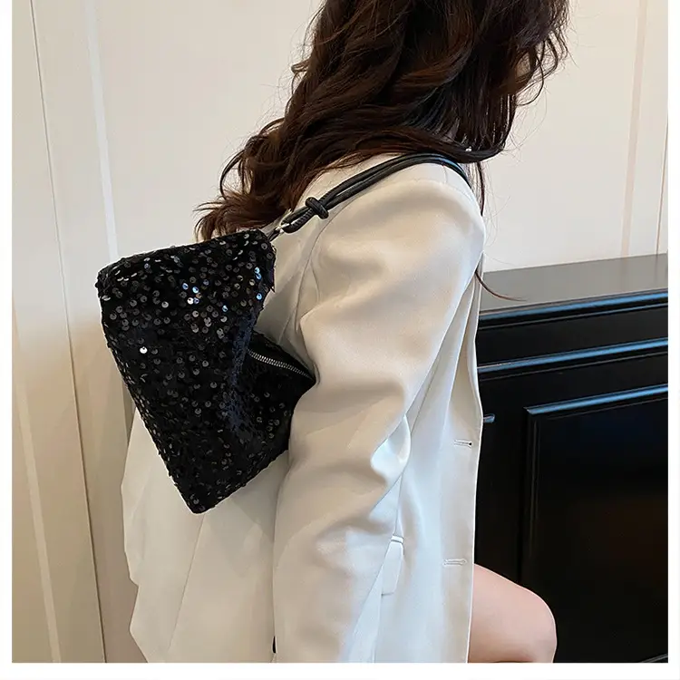 2025 Sequined Shoulder Bag Black Large Capacity — feature 9
