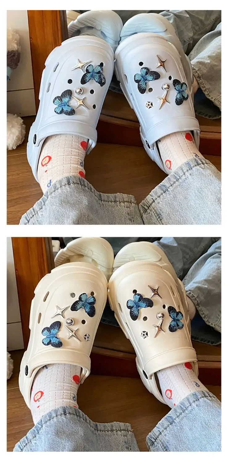 Ins Blue Butterfly Clogs Summer Women's Outer Wear — feature 13
