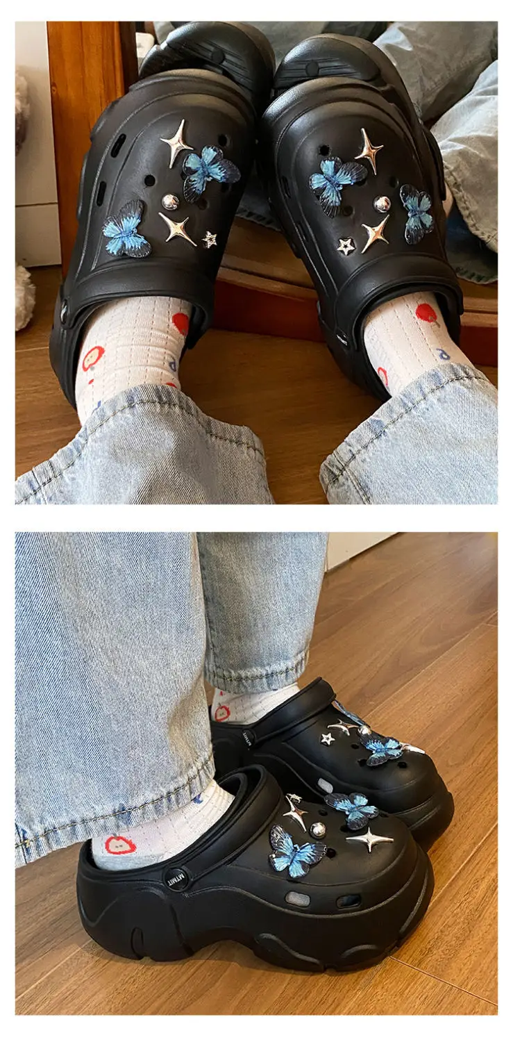 Ins Blue Butterfly Clogs Summer Women's Outer Wear — feature 14