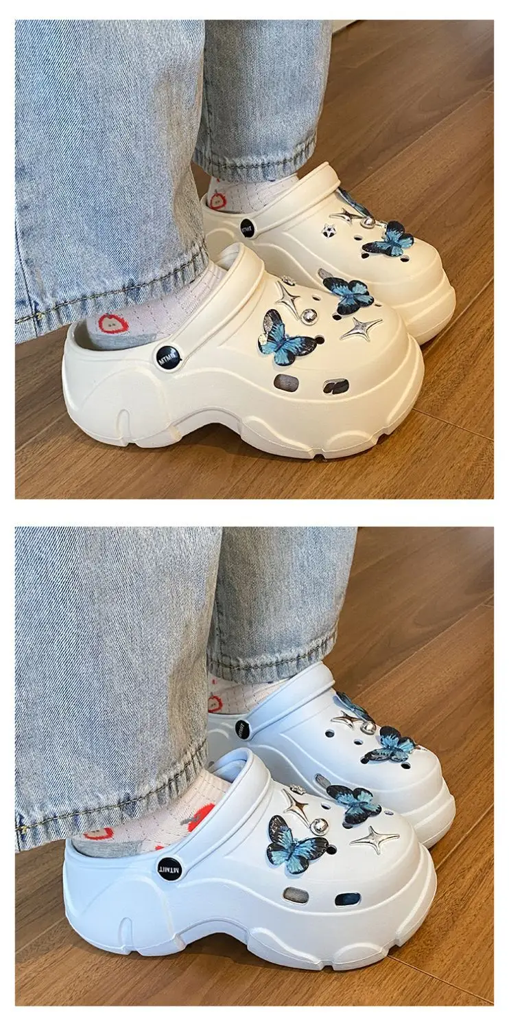 Ins Blue Butterfly Clogs Summer Women's Outer Wear — feature 15
