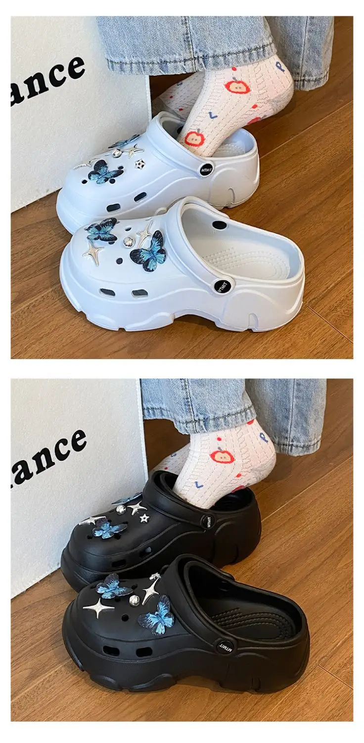 Ins Blue Butterfly Clogs Summer Women's Outer Wear — feature 16