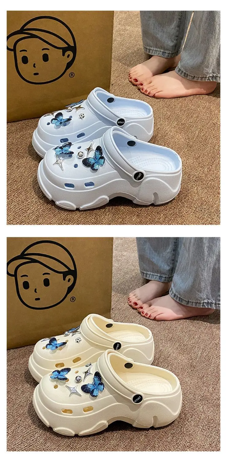 Ins Blue Butterfly Clogs Summer Women's Outer Wear — feature 18