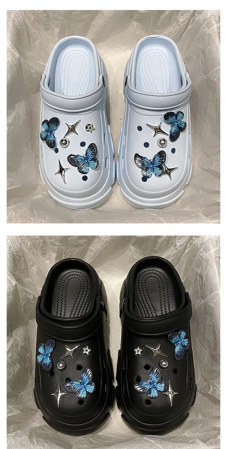 Ins Blue Butterfly Clogs Summer Women's Outer Wear — feature 19