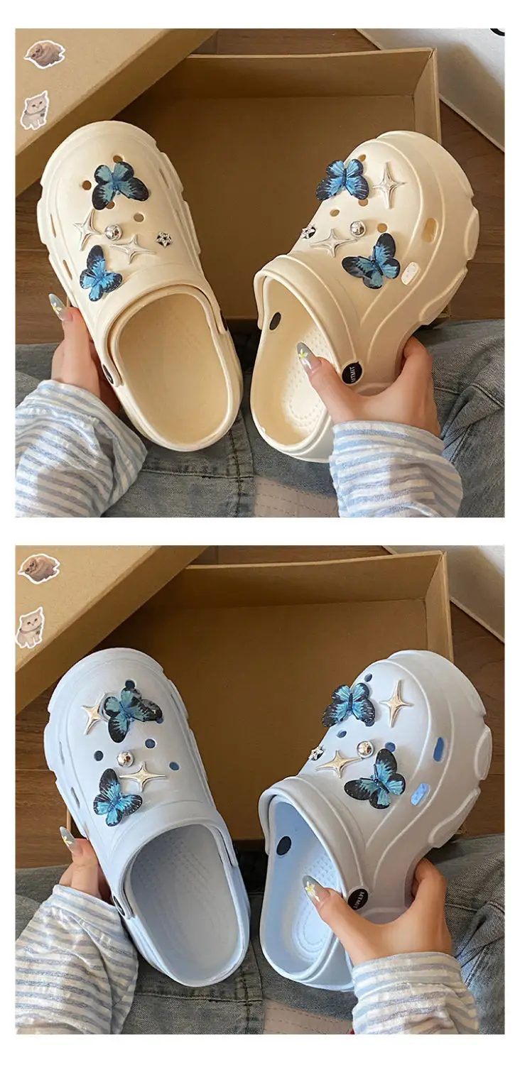 Ins Blue Butterfly Clogs Summer Women's Outer Wear — feature 21