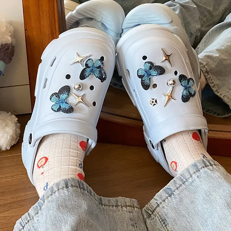 Ins Blue Butterfly Clogs Summer Women's Outer Wear — feature 27