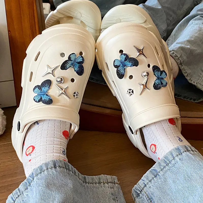 Ins Blue Butterfly Clogs Summer Women's Outer Wear — feature 28