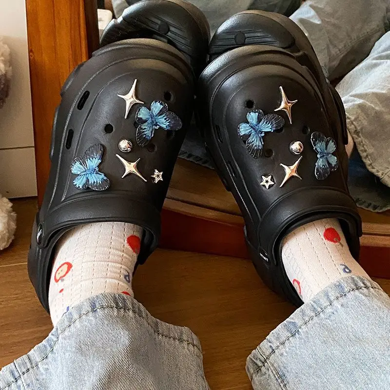 Ins Blue Butterfly Clogs Summer Women's Outer Wear — feature 29