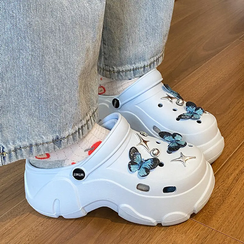 Ins Blue Butterfly Clogs Summer Women's Outer Wear — feature 32