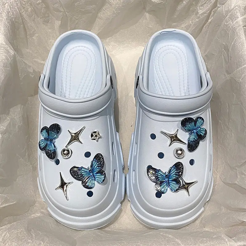 Ins Blue Butterfly Clogs Summer Women's Outer Wear — feature 36