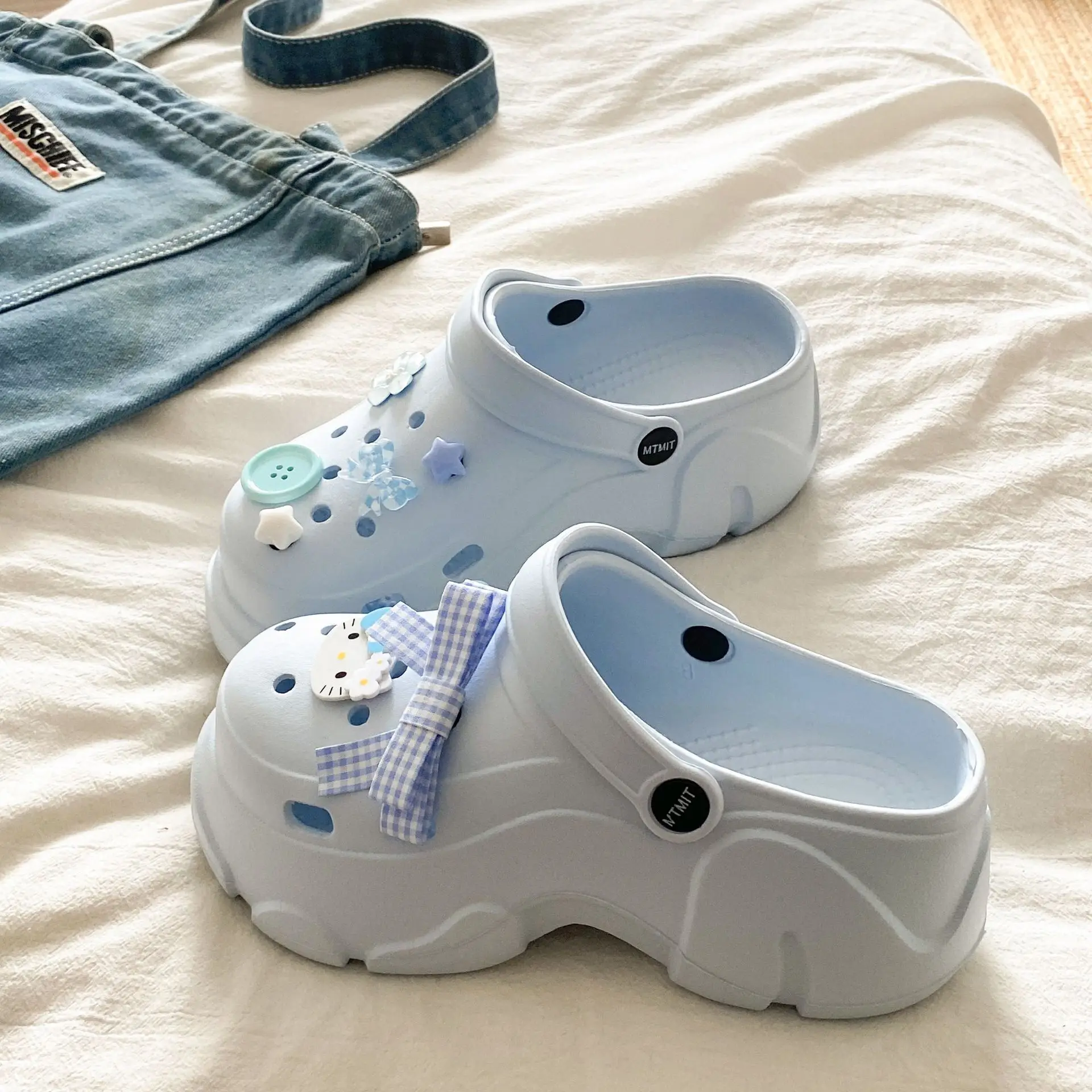 Ins Blue Butterfly Clogs Summer Women's Outer Wear - Image 24