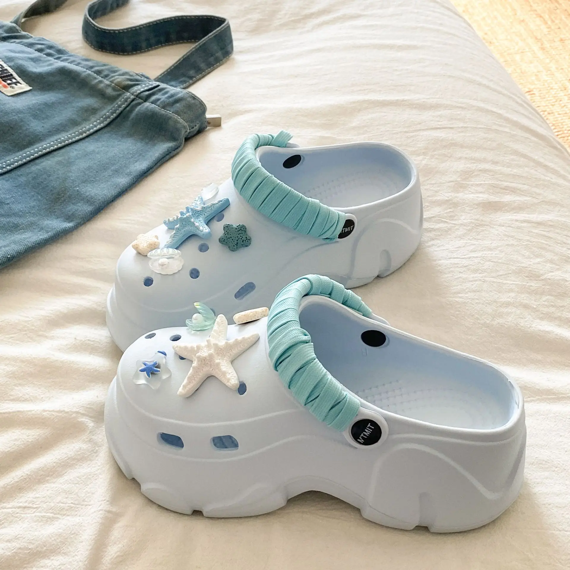 Ins Blue Butterfly Clogs Summer Women's Outer Wear - Image 42