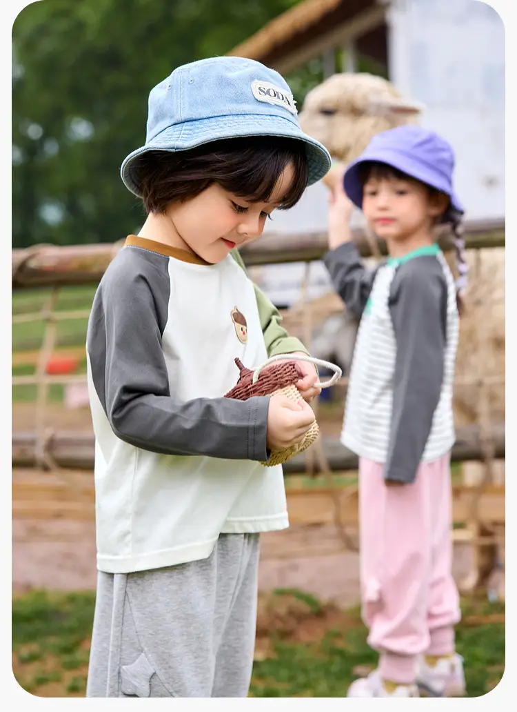 Dudu Kids Raglan Sleeve T-Shirt White Green Striped — feature 15