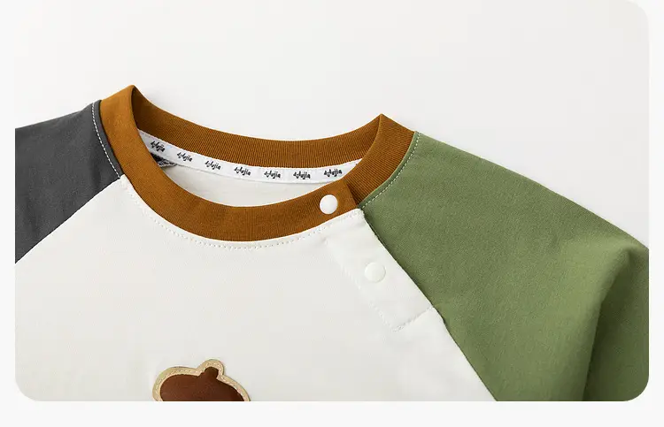 Dudu Kids Raglan Sleeve T-Shirt White Green Striped — feature 18