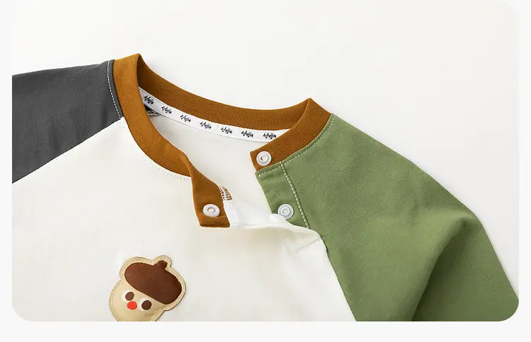 Dudu Kids Raglan Sleeve T-Shirt White Green Striped — feature 19