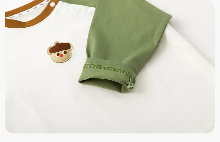 Dudu Kids Raglan Sleeve T-Shirt White Green Striped — feature 22