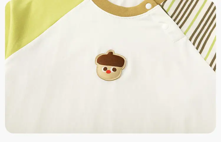 Dudu Kids Raglan Sleeve T-Shirt White Green Striped — feature 36