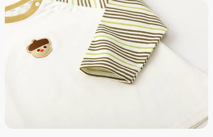 Dudu Kids Raglan Sleeve T-Shirt White Green Striped — feature 37