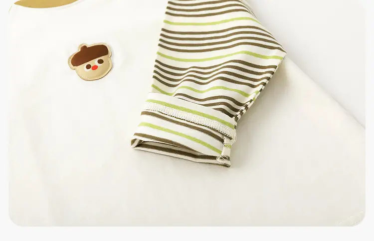 Dudu Kids Raglan Sleeve T-Shirt White Green Striped — feature 38