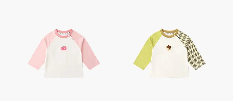 Dudu Kids Raglan Sleeve T-Shirt White Green Striped — feature 8