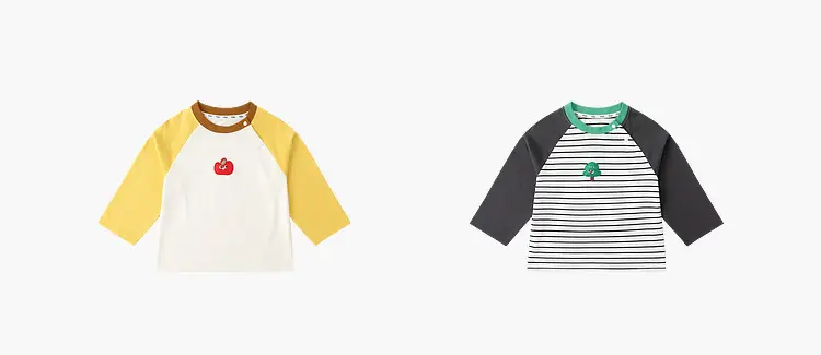 Dudu Kids Raglan Sleeve T-Shirt White Green Striped — feature 9