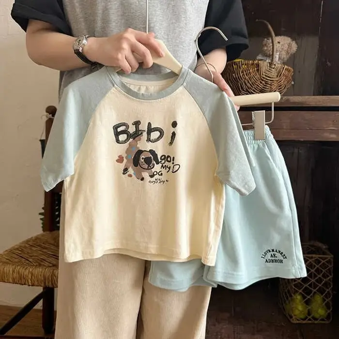 Boys Cartoon Shorts & T-Shirt Set Light Blue - Image 4