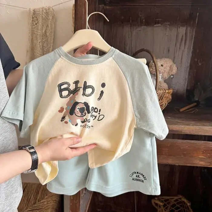 Boys Cartoon Shorts & T-Shirt Set Light Blue — feature 2