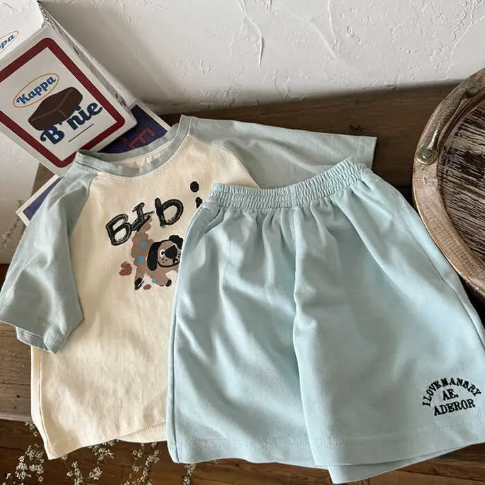 Boys Cartoon Shorts & T-Shirt Set Light Blue — feature 5