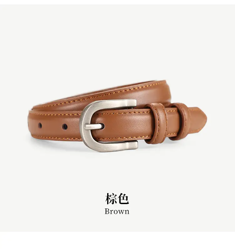 Men's Brown Leather Belt with Silver Buckle 2025 — feature 18