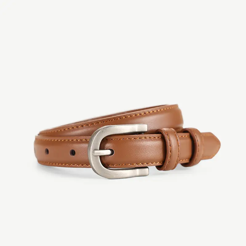 Men's Brown Leather Belt with Silver Buckle 2025 - Image 6